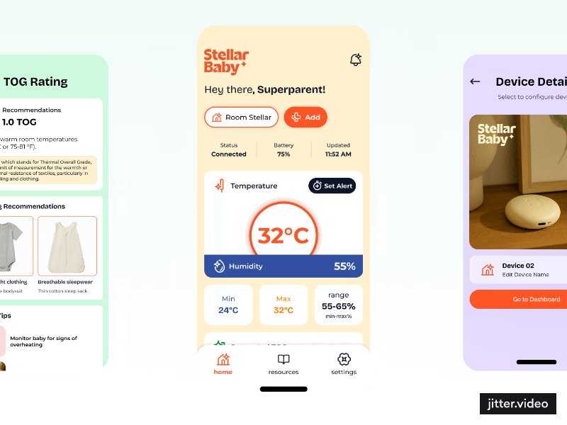 Stellar Baby monitoring dashboard preview